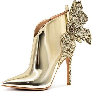 ✨ Findvell Ankle Boots Women Gold Microfiber Butterfly Stiletto High Heels Shoes